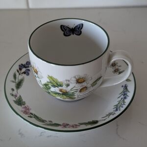 Royal Worcester Herbs Cup & Saucer Feverfew Porcelain